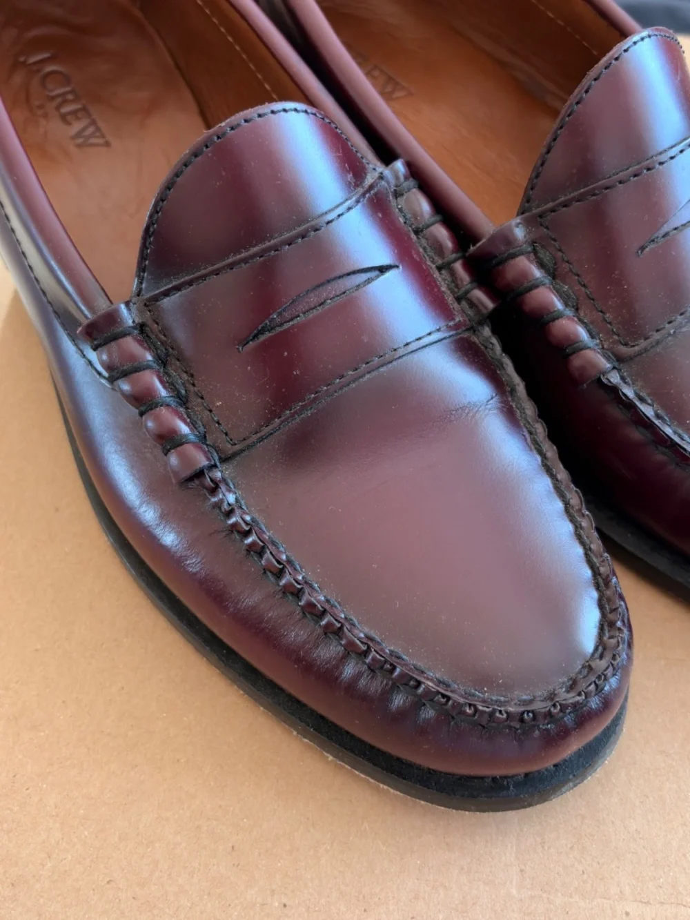 J Crew Men’s Dress Penny Loafer Wine Size 8.5 EU 41.5